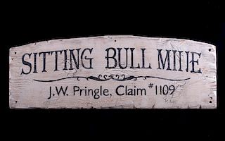 Sitting Bull Mine Wooden American Folk Art Sign