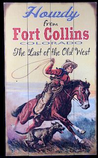 Printed Wooden Fort Collins Western Decor Sign