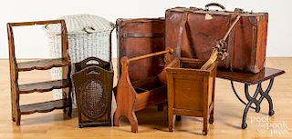 Assorted group of two early suitcases, etc.
