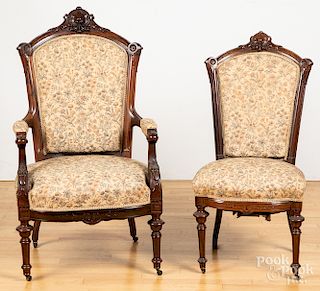 Two Victorian rosewood chairs, etc.