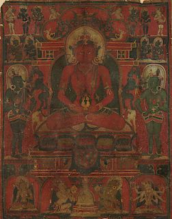 13th-14th C. Tibetan Thangka of Amitayus