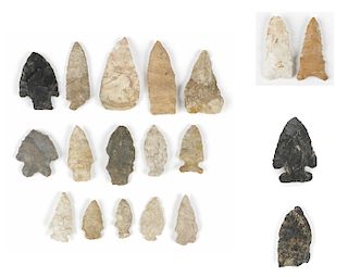Collection of  19 Carved Stone Points