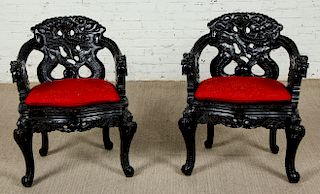 Pair of Japanese Dragon Throne Chairs