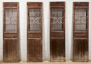 Set of Four 19th C. Chinese Carved Wood Doors