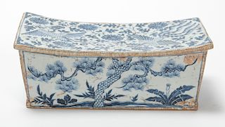 Chinese Qing Dynasty Blue and White Pillow