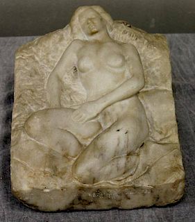 Figural Marble Relief of a Reclining Nude.