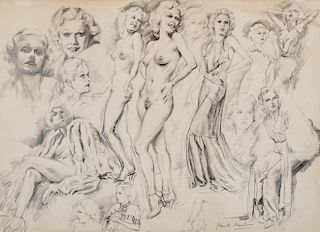 Frank Vernon Martin (1921-2005) "Sketches of Jean Harlow"