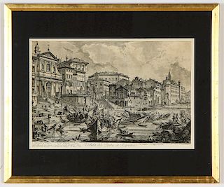 "Veduta del Porto di Ripetta", Engraving After Piranesi