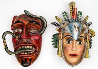 2 Vintage Mexican Dance Masks