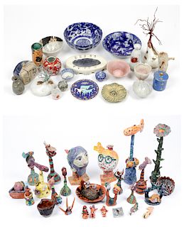 Large Estate Grouping of Folk Art Pottery