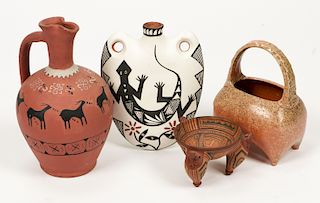 4 pc Group of Folk Art Pottery