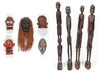 Group of African Tribal Masks and Statues