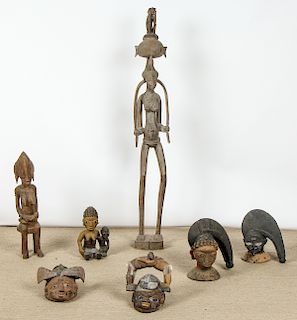Estate Grouping of Vintage African Tribal Statuary/Masks