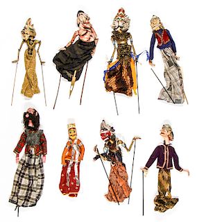 Group of 8 Puppets: Indonesian and Indian