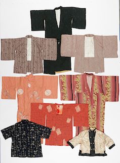 Collection of 8 Old Silk Kimonos & Garments 