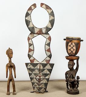 3 Large Vintage African Tribal Carved Wood Sculptures