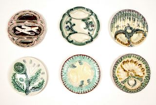 Collection of 6 Antique Asparagus Plates