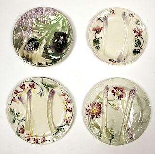 Collection of 4 Antique Asparagus Plates, France