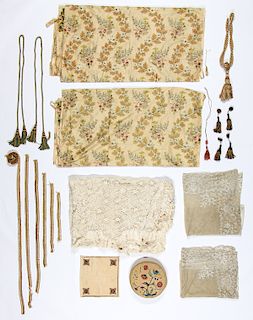 Estate Grouping of Antique Silk & Lace Textiles