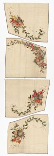 4 Antique Continental Textile Embroidery Panels