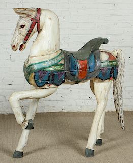 Mid Century American Painted Wood Folk Art Horse