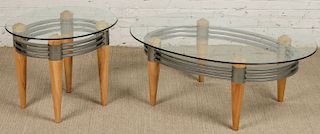 Two Modern Glass Top Coffee Tables