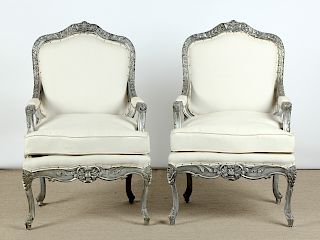 Pair of Modern Upholstered Bergere Chairs