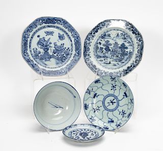 19th Cent. Chinese Blue & White Porcelain, 5 PCS