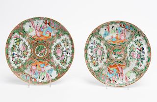 Pair, 19th Cent. Chinese Rose Medallion Plates