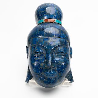 Tessellated Lapis Lazuli Buddha Head Wall Hanging