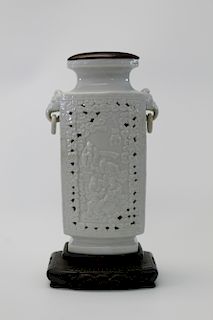 Chinese blanc de chine porcelain vase lamp.