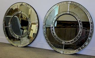 Pair of Venetian Style Round Mirrors.
