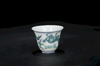 Chinese Doucai porcelain cup, Chenghua mark. 