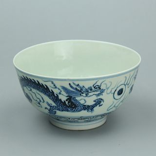 Chinese blue and white porcelain bowl, Xuande mark. 