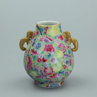 Chinese famille rose porcelain vase. 
