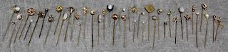 JEWELRY. Collection of Stickpins Including Pearls,