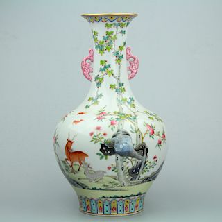 Chinese famille rose porcelain vase, Jiaqing mark. 