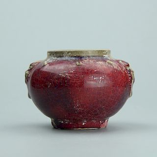Chinese red glaze porcelain incense burner. 