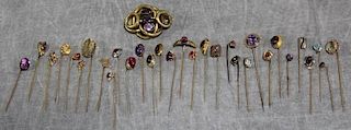 JEWELRY. Stickpin Collection and 1 Victorian