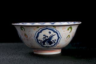Chinese blue and white and underglaze red porcelain bowl. 