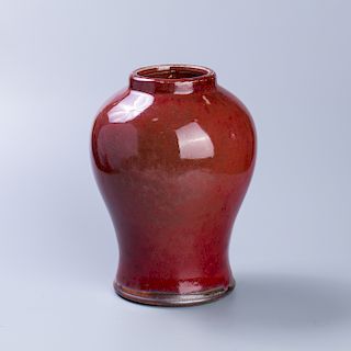 Chinese red glaze porcelain vase. 