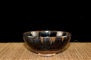 Chinese black glaze pottery bowl. 