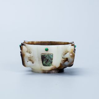 Chinese carved jade cup. 