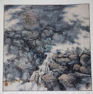 Chinese ink painting on paper, attributed to Cheng Lu. 