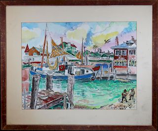 David Burliuk (1882-1967) Florida Harbor Scene