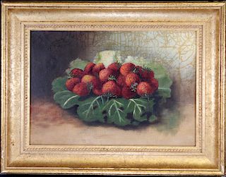 19th C. Still Life Painting of Strawberries