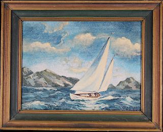 American School, Signed 20th C Sailboat Painting