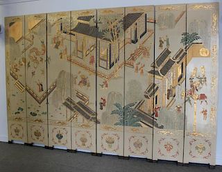 Asian 8 Panel Decorated Screen.