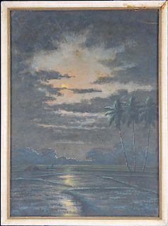 Signed, Luminous Landscape with Palm Trees