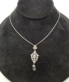 Victorian Style Diamond & Sterling Necklace